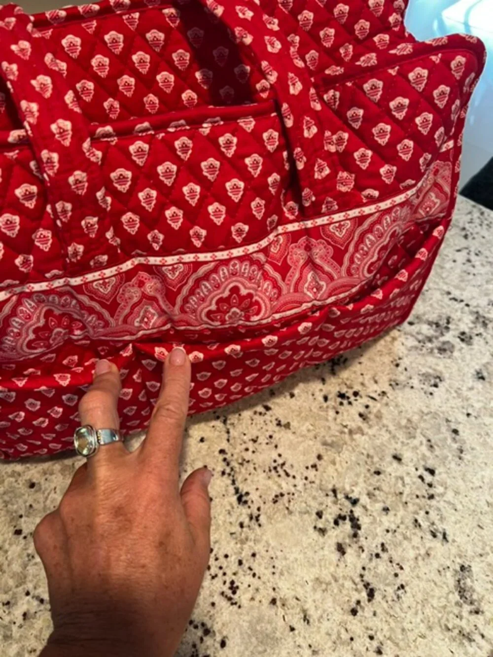 Retired Vera Bradley Nantucket Red Large Tote 16x12x5.5